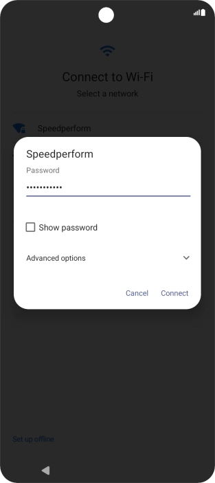 Key in the password for the Wi-Fi network and press Connect. Key in the password for the Wi-Fi network and press Connect.