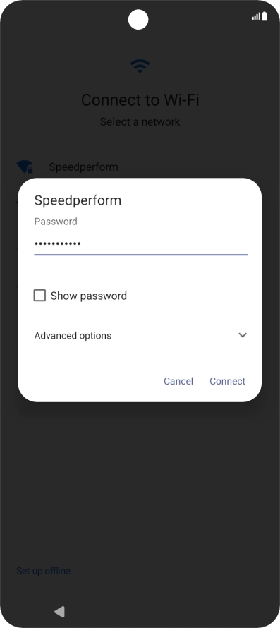 Key in the password for the Wi-Fi network and press Connect. Key in the password for the Wi-Fi network and press Connect.