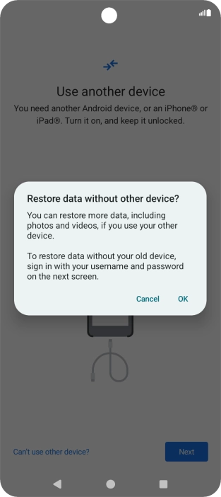 Press OK and follow the instructions on the screen to transfer content from another phone. Press OK and follow the instructions on the screen to transfer content from another phone.