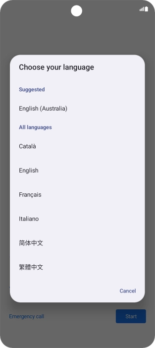Press the required language. Press the required language.