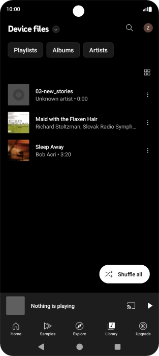 Press the required audio file. Press the required audio file.