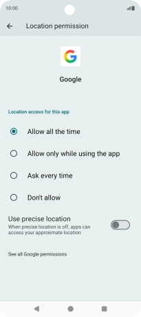 Press the required setting. Press the required setting.