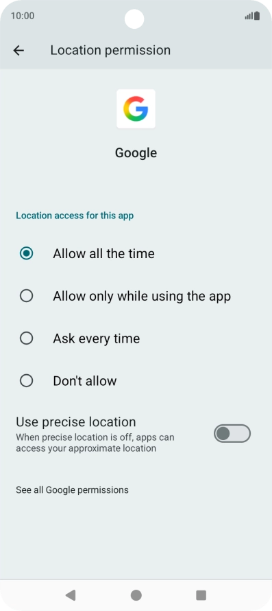 Press the required setting. Press the required setting.