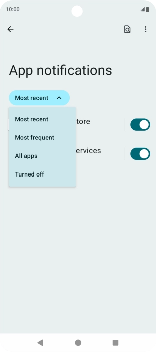 Press the required setting. Press the required setting.
