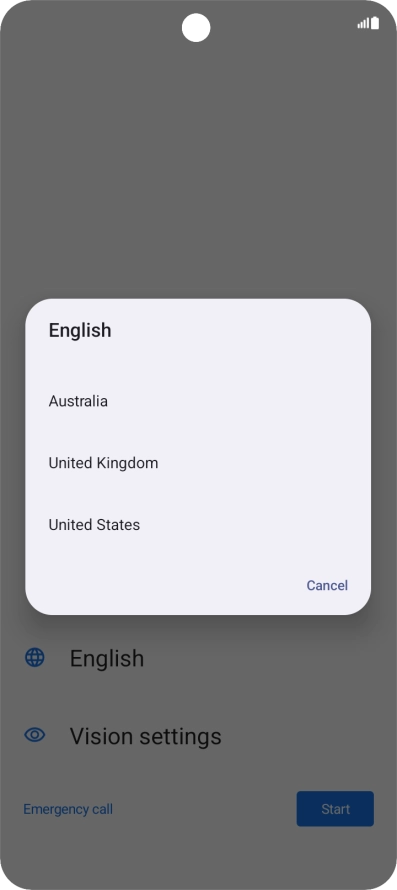 Press the required country or area. Press the required country or area.