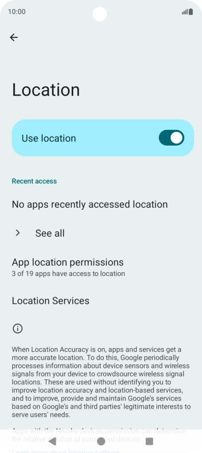 Press App location permissions. Press App location permissions.