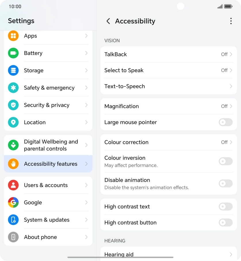 Press the required setting below Press the required setting below