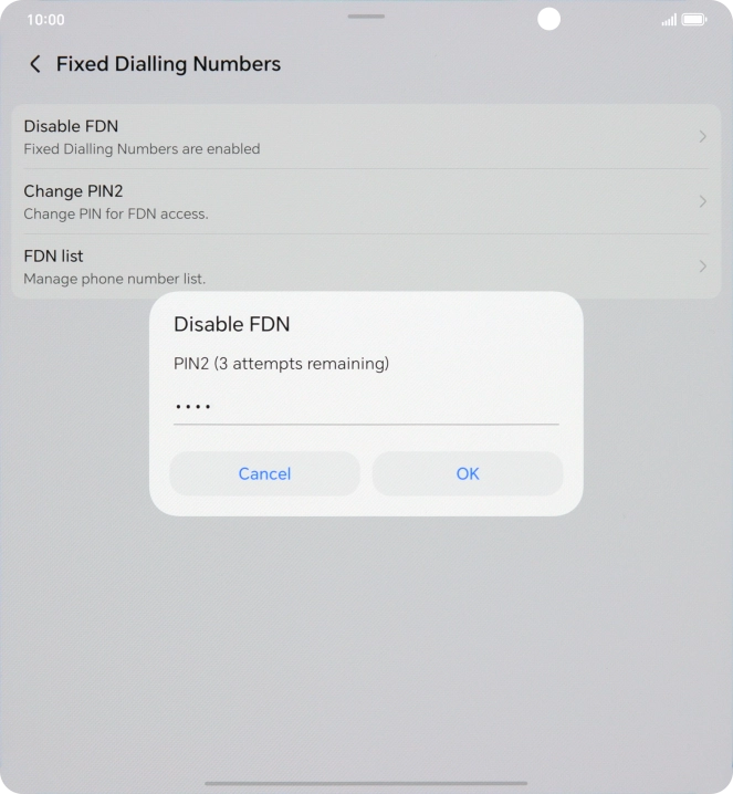 Key in your PIN2 and press OK. The default PIN2 is 1111. Key in your PIN2 and press OK. The default PIN2 is 1111.