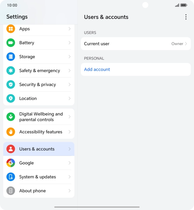 Press Add account. Press Add account.