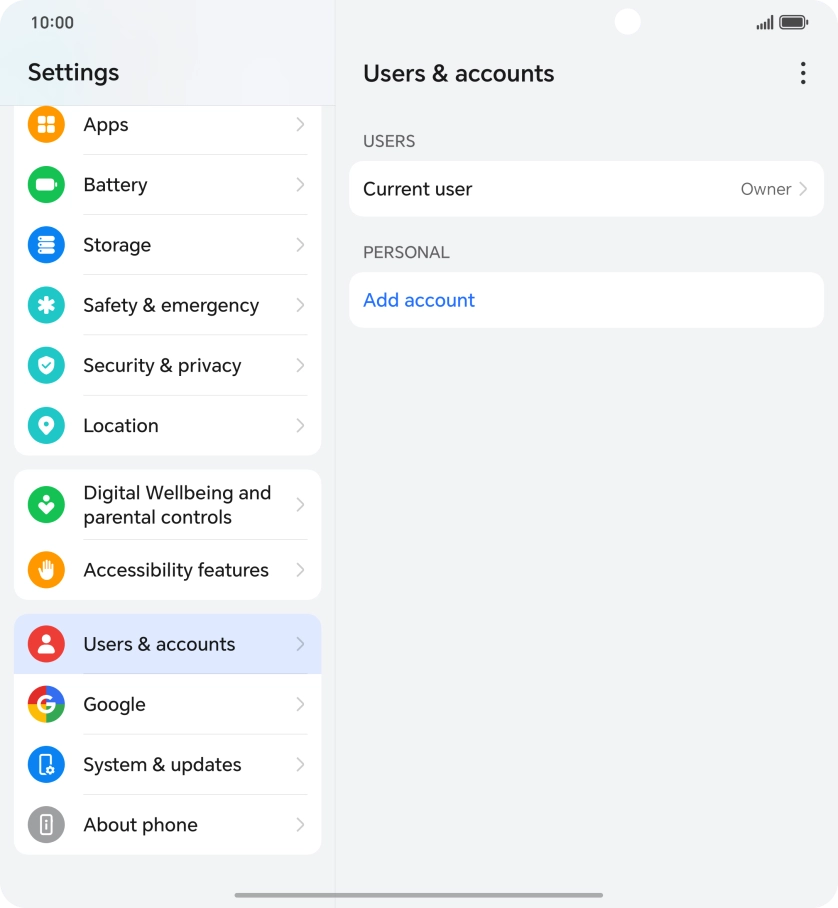 Press Add account. Press Add account.