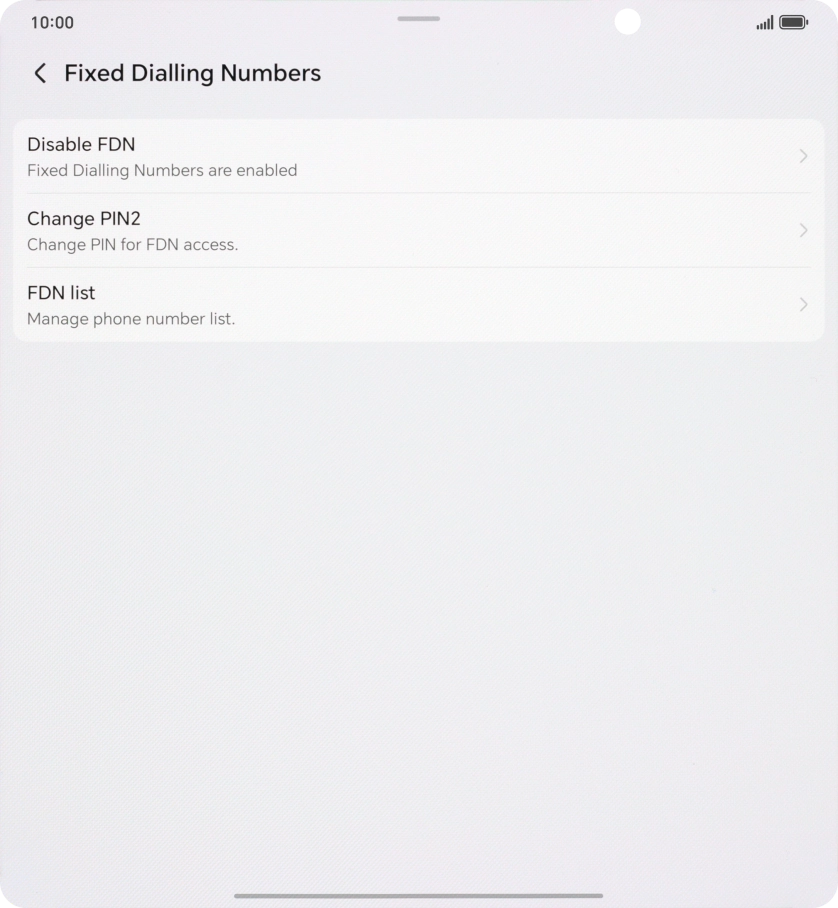Press Disable FDN. Press Disable FDN.