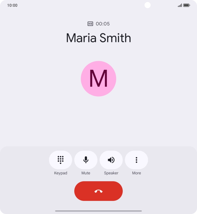 Press the end call icon. Press the end call icon.