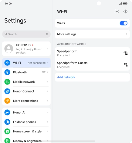 Press the required Wi-Fi network. Press the required Wi-Fi network.