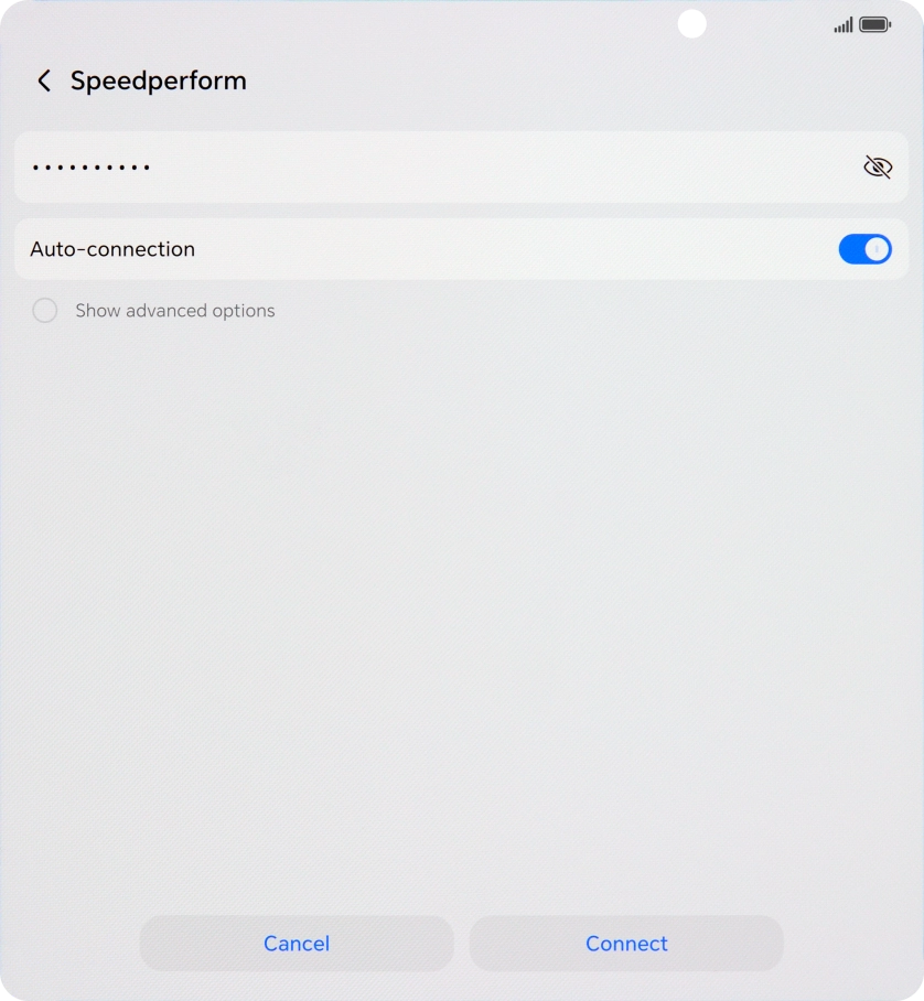Key in the password for the Wi-Fi network and press Connect. Key in the password for the Wi-Fi network and press Connect.