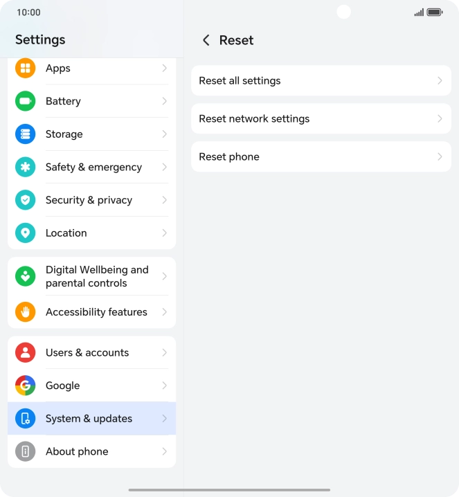 Press Reset phone. Press Reset phone.