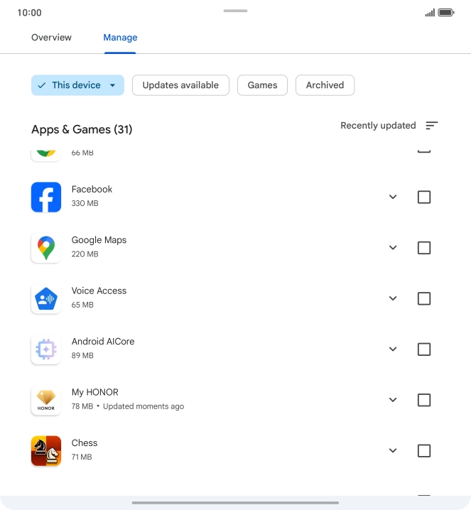 Press the required app. Press the required app.