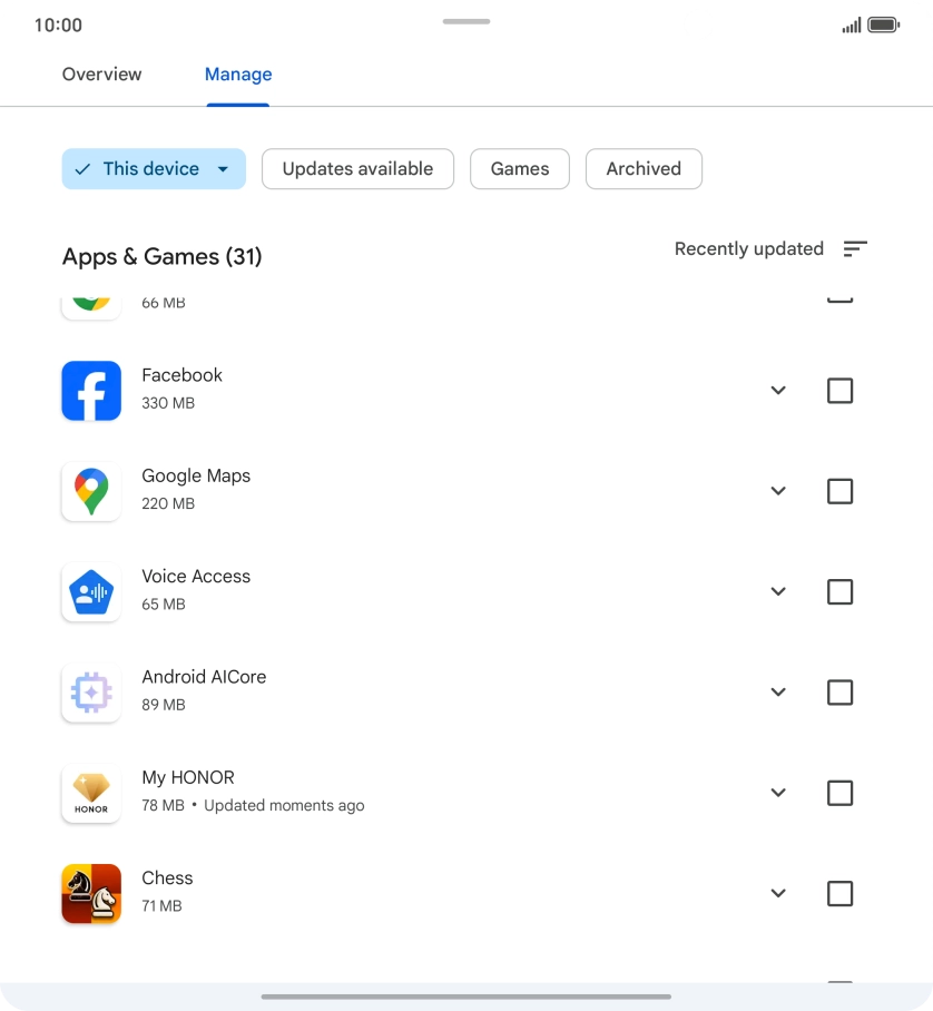 Press the required app. Press the required app.