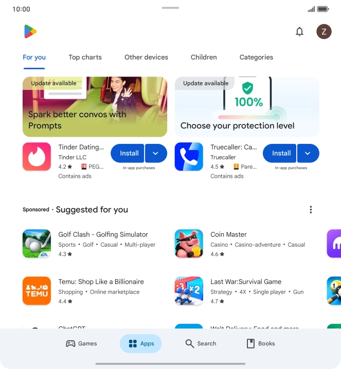 Press the profile icon. Press the profile icon.