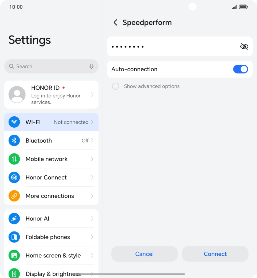 Key in the password for the Wi-Fi network and press Connect. Key in the password for the Wi-Fi network and press Connect.