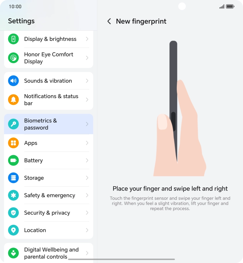 Follow the instructions on the screen to create the phone lock code using your fingerprint. Follow the instructions on the screen to create the phone lock code using your fingerprint.