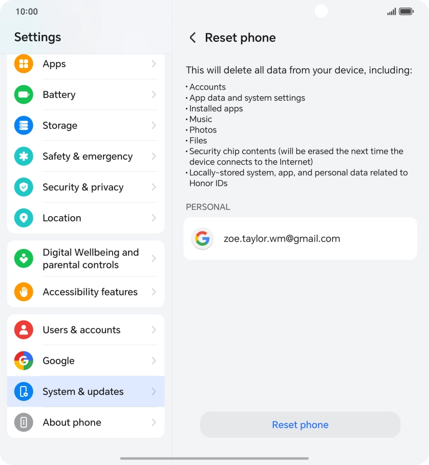 Press Reset phone. Press Reset phone.