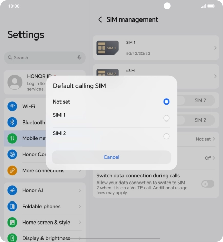 Press the required setting. Press the required setting.
