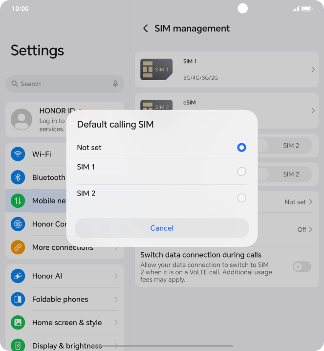 Press the required setting. Press the required setting.