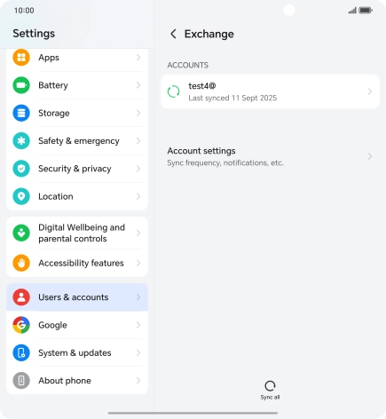 Press the required email account. Press the required email account.