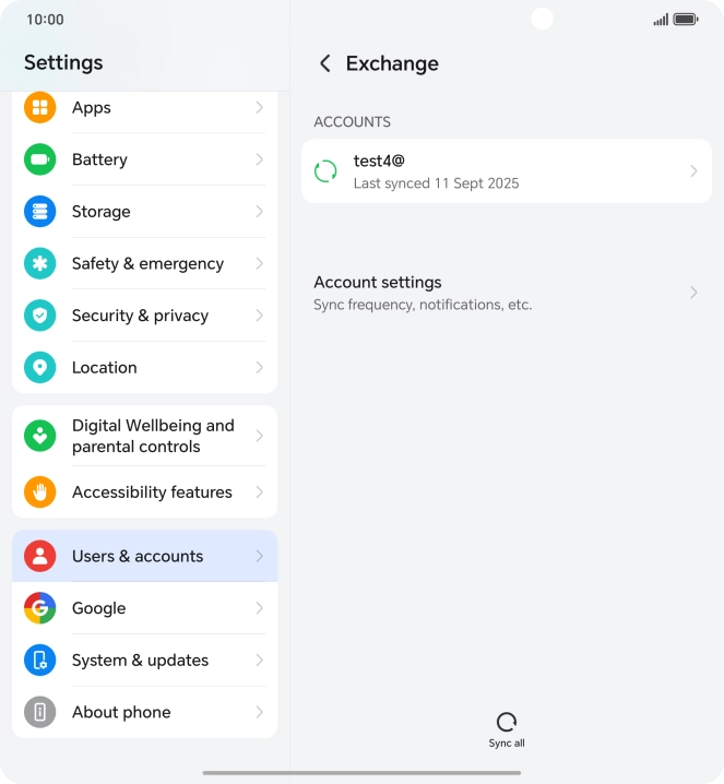 Press the required email account. Press the required email account.