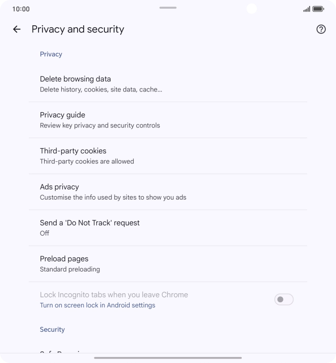 Press Delete browsing data. Press Delete browsing data.