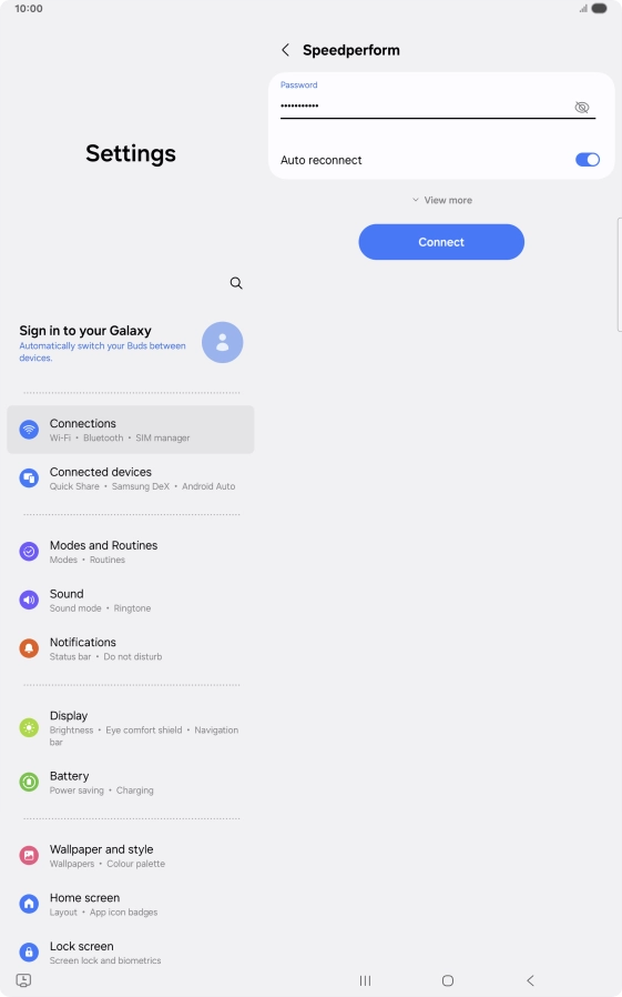 Key in the password for the Wi-Fi network and press Connect. Key in the password for the Wi-Fi network and press Connect.