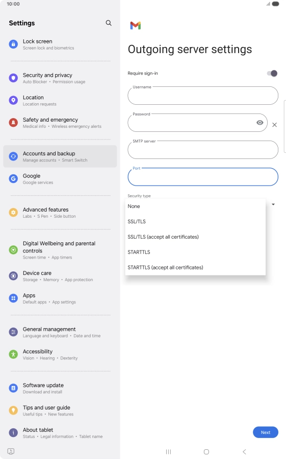 Press SSL/TLS. Press SSL/TLS.