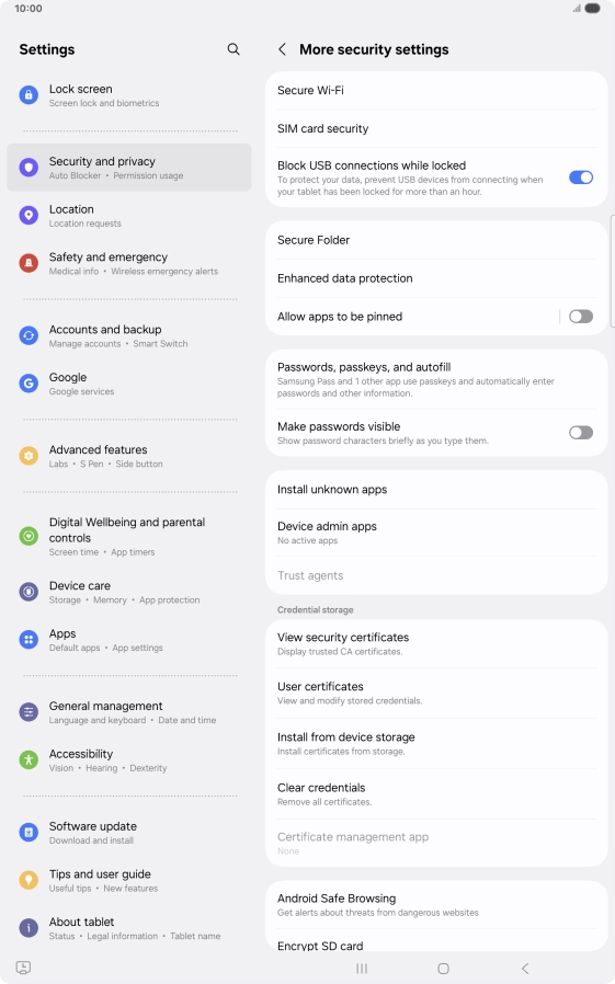 Press SIM card security. Press SIM card security.
