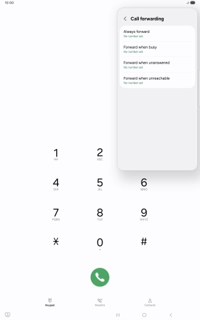 Press the required divert type. Press the required divert type.