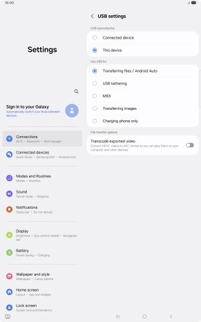 Press Transferring files / Android Auto. Press Transferring files / Android Auto.