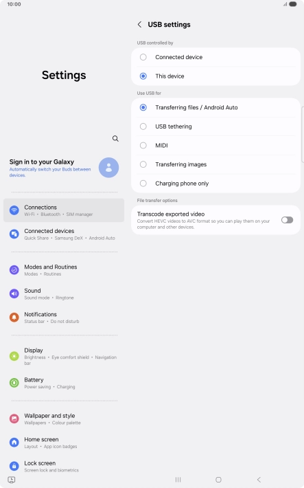 Press Transferring files / Android Auto. Press Transferring files / Android Auto.