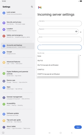 Press SSL/TLS. Press SSL/TLS.