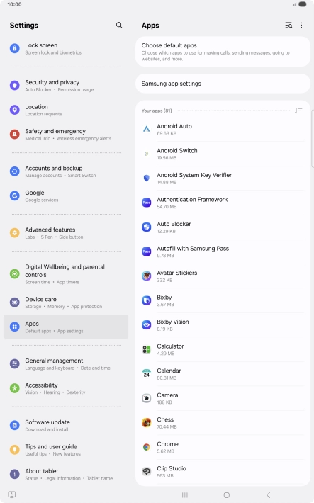 Press the required app. Press the required app.