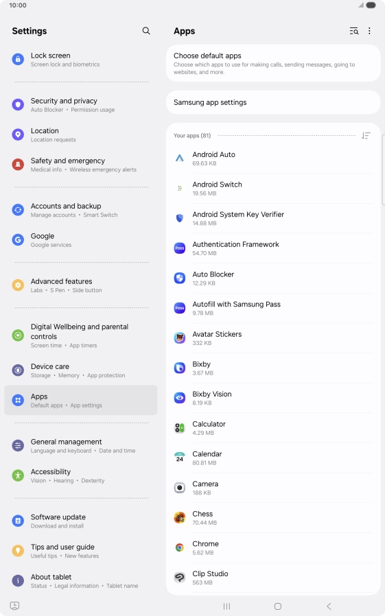 Press the required app. Press the required app.
