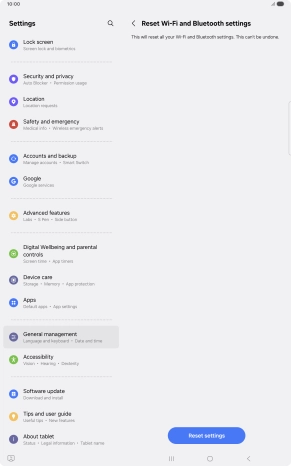 Press Reset settings. Press Reset settings.