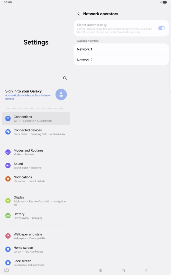 Press the required network. Press the required network.