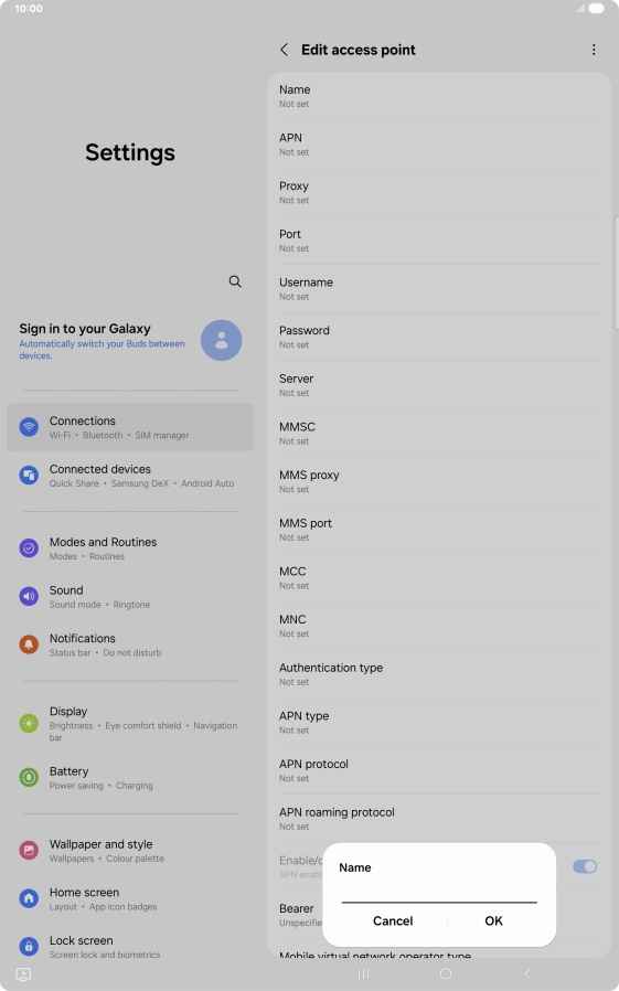 Key in Vodafone Internet and press OK. Key in Vodafone Internet and press OK.
