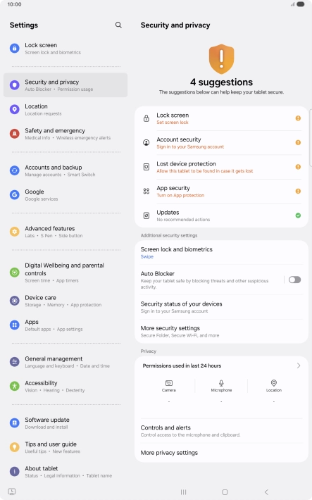 Press More security settings. Press More security settings.