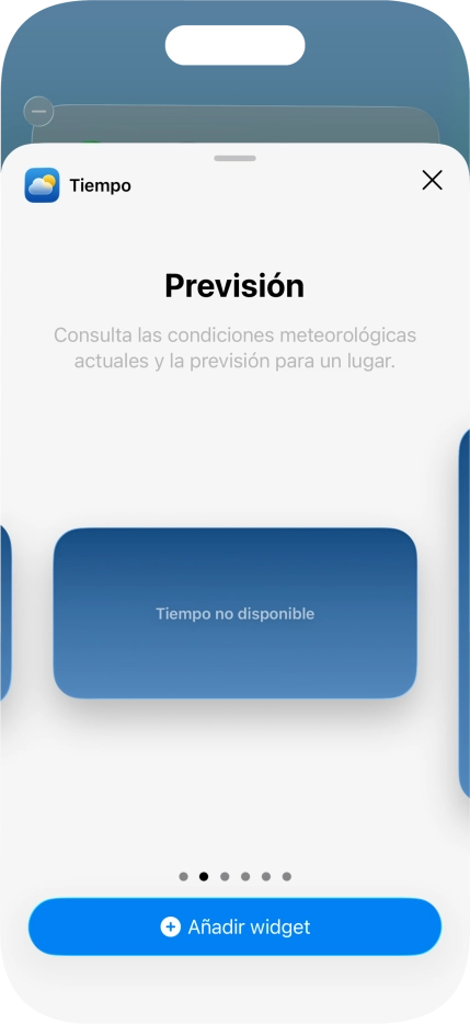 Desliza el dedo hacia la derecha o hacia la izquierda por la pantalla para seleccionar el tamaño de widget deseado. Desliza el dedo hacia la derecha o hacia la izquierda por la pantalla para seleccionar el tamaño de widget deseado.