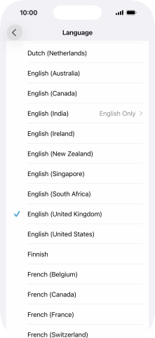Press the required language. Press the required language.