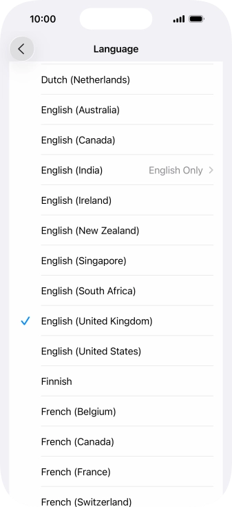 Press the required language. Press the required language.