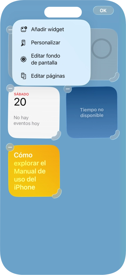 Pulsa Añadir widget. Pulsa Añadir widget.