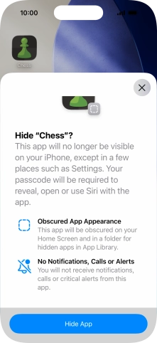 Press Hide App. Press Hide App.