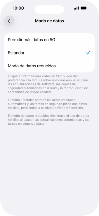 Pulsa el ajuste deseado. Pulsa el ajuste deseado.