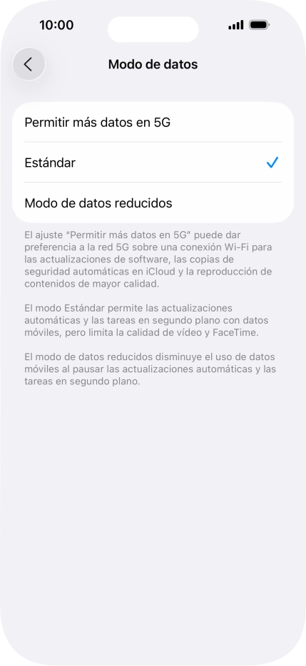 Pulsa el ajuste deseado. Pulsa el ajuste deseado.